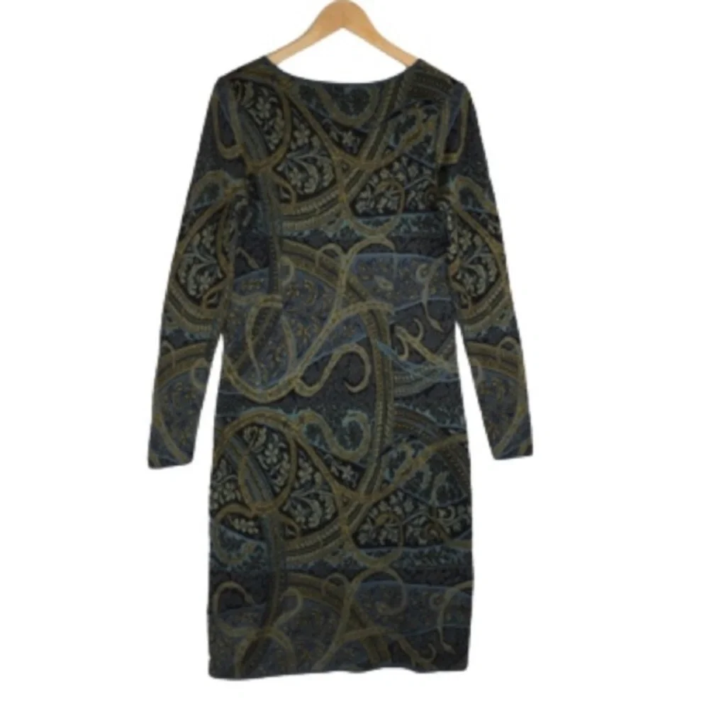 Peruvian Connection Kashmiri Paisley Sweater Dress Size M Green Pima Cotton - Picture 5 of 13